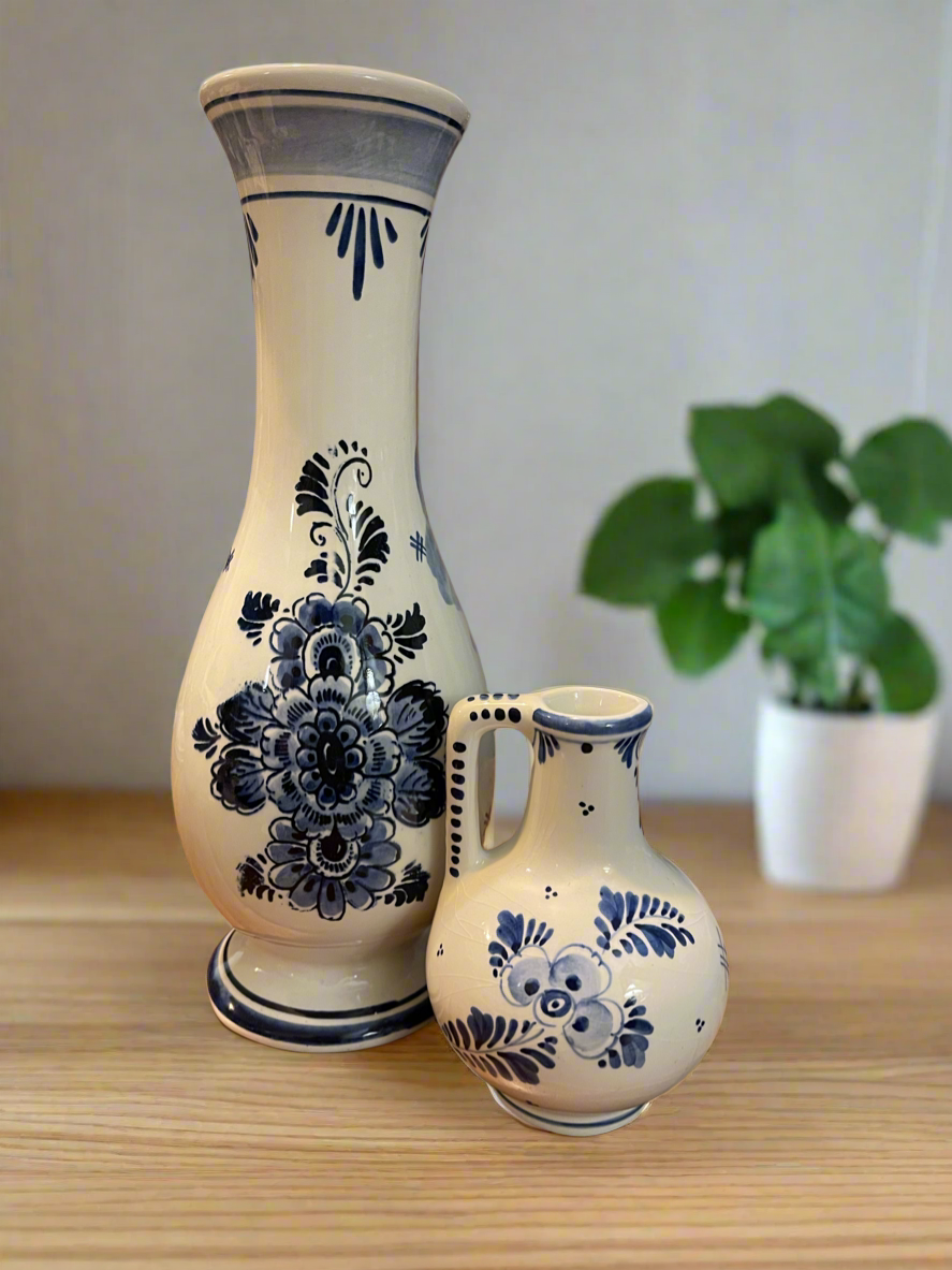 Vintage DELF Blue Hand painted creamer vase Made In Holland