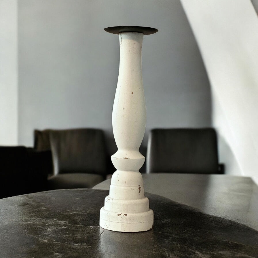 Candleholder Tall Chippy White
