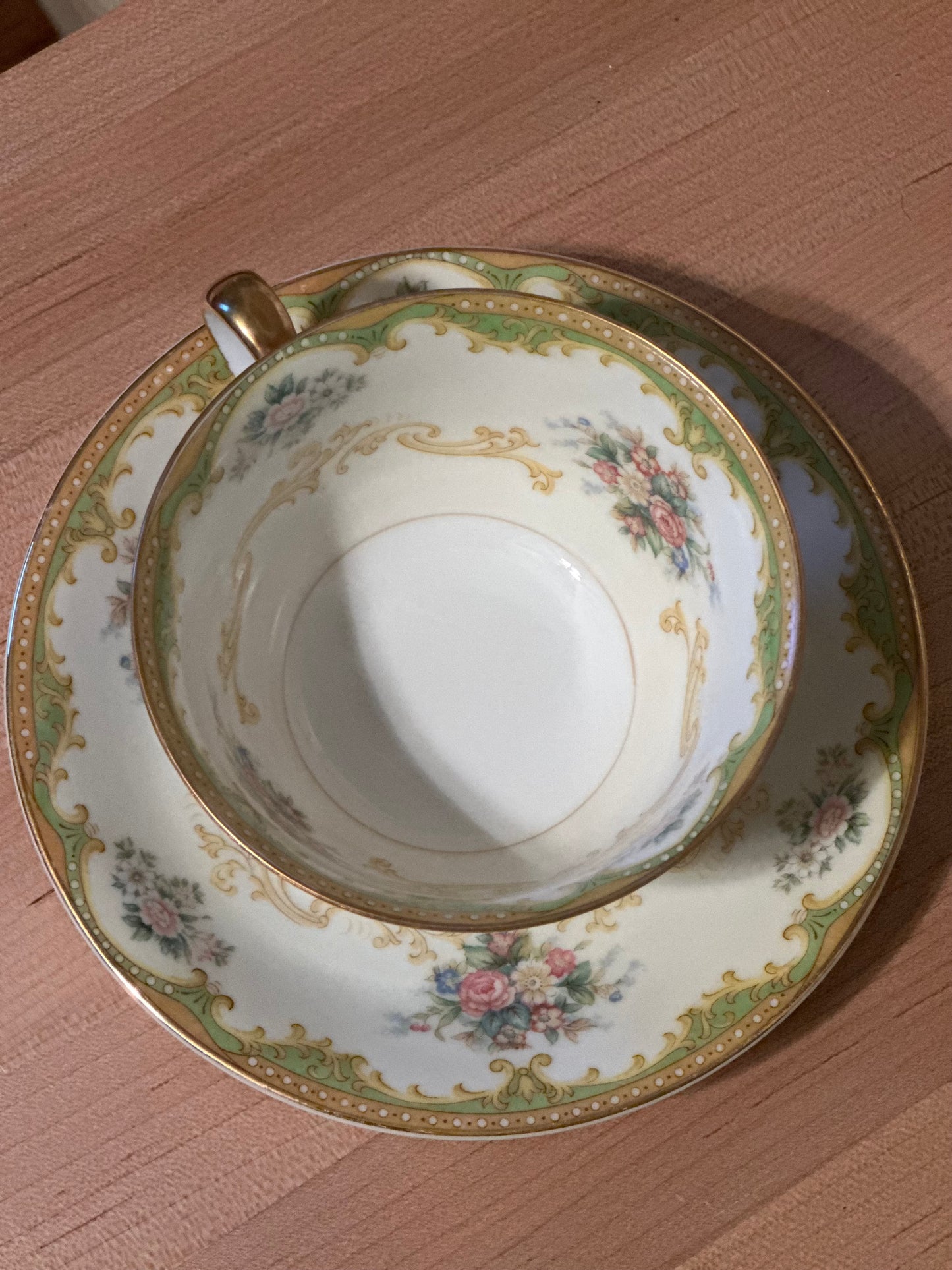 Noritake China Porcelain N3149 Floral w/Gold Tea Cup & Saucer Set
