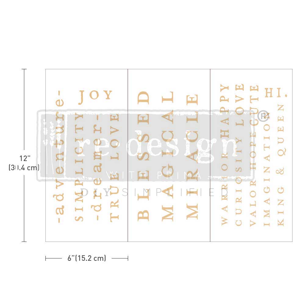 SMALL TRANSFERS – POWERFUL WORDS – 3 SHEETS, 6″X12″