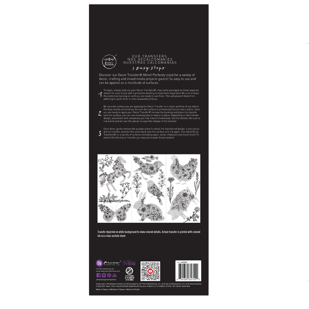 SMALL TRANSFERS – SCRIBBLED ANIMALS – 3 SHEETS, 6″X12″