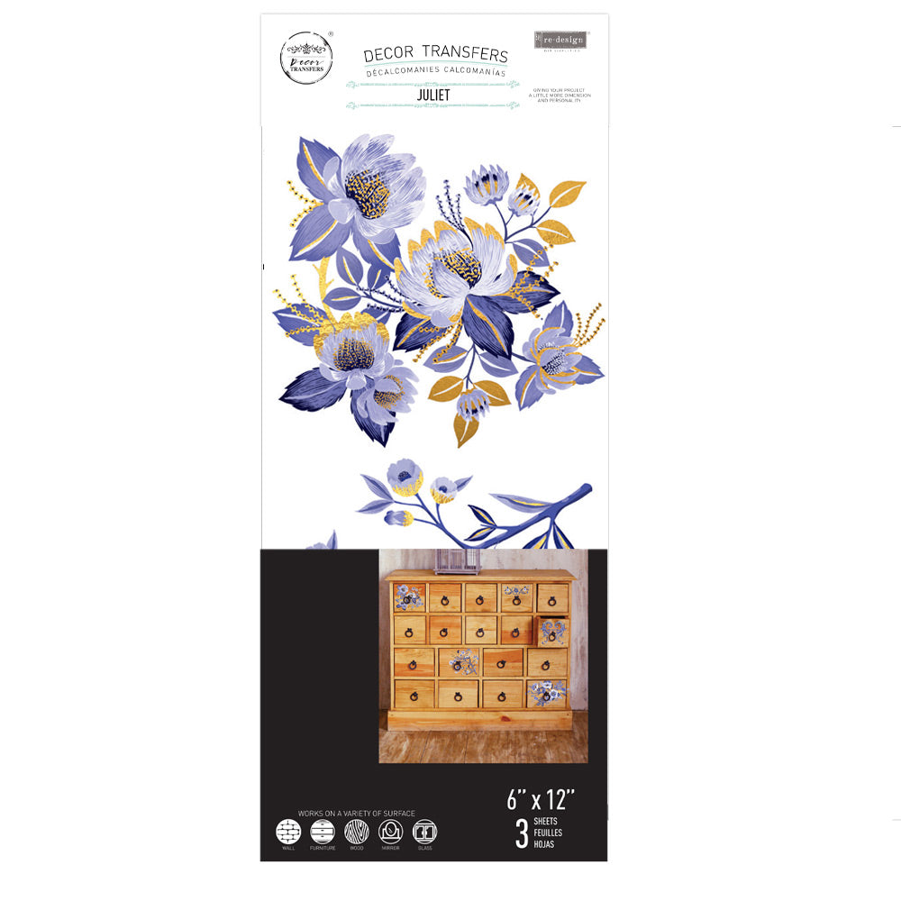 SMALL TRANSFERS – JULIET – 3 SHEETS, 6″X12″