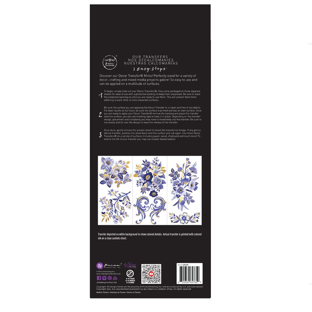 SMALL TRANSFERS – JULIET – 3 SHEETS, 6″X12″