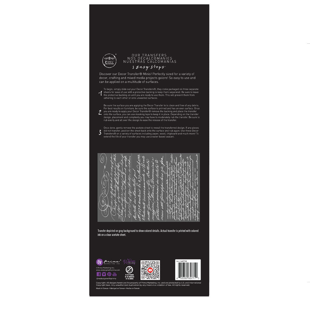 SMALL TRANSFERS – SECRET LETTER ll – 3 SHEETS, 6″X12″