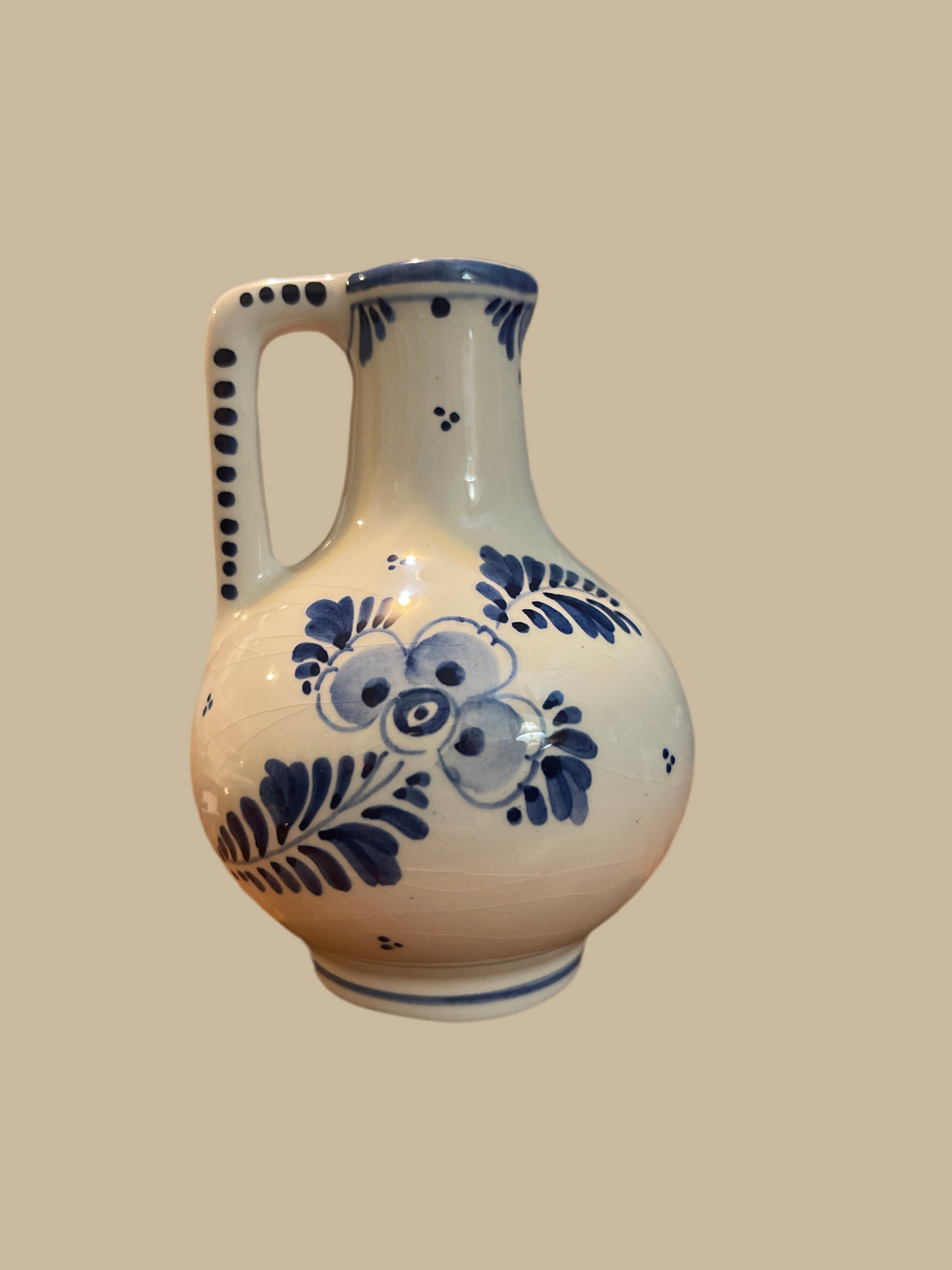 Vintage DELF Blue Hand painted creamer vase Made In Holland