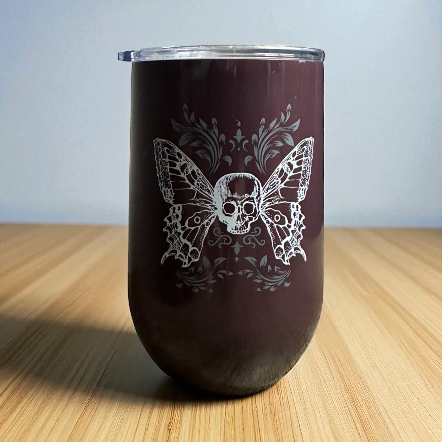 Tumbler Purple Butterfly Skull