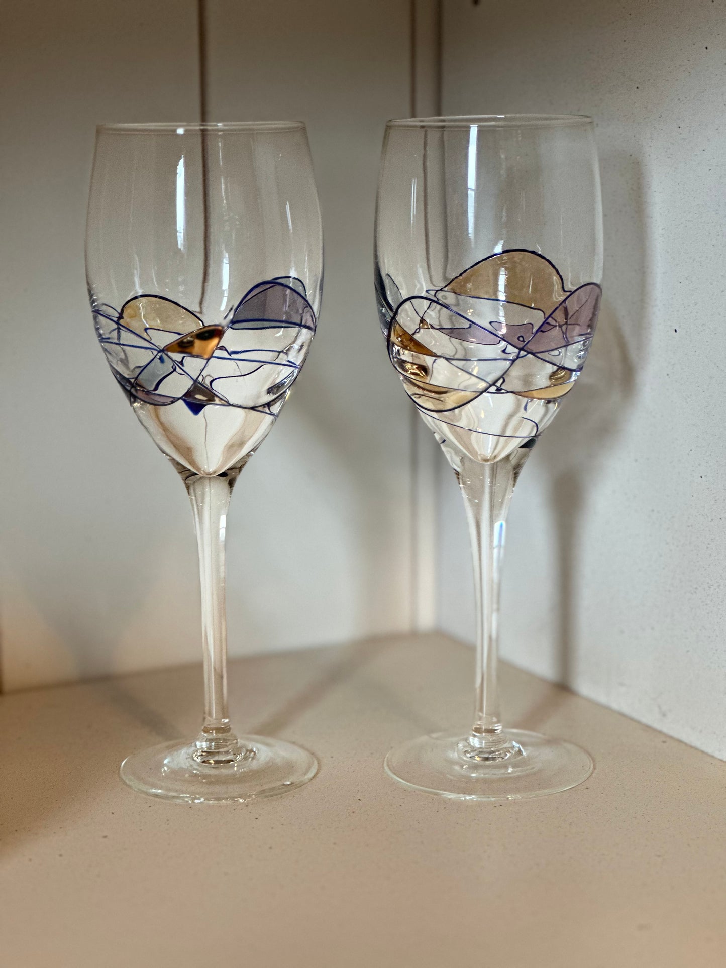 Abstract Mosaic Wine Glasses