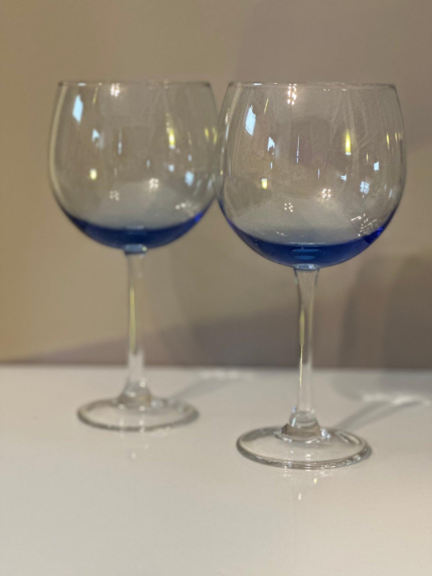 Vtg Blue Wine Glasses