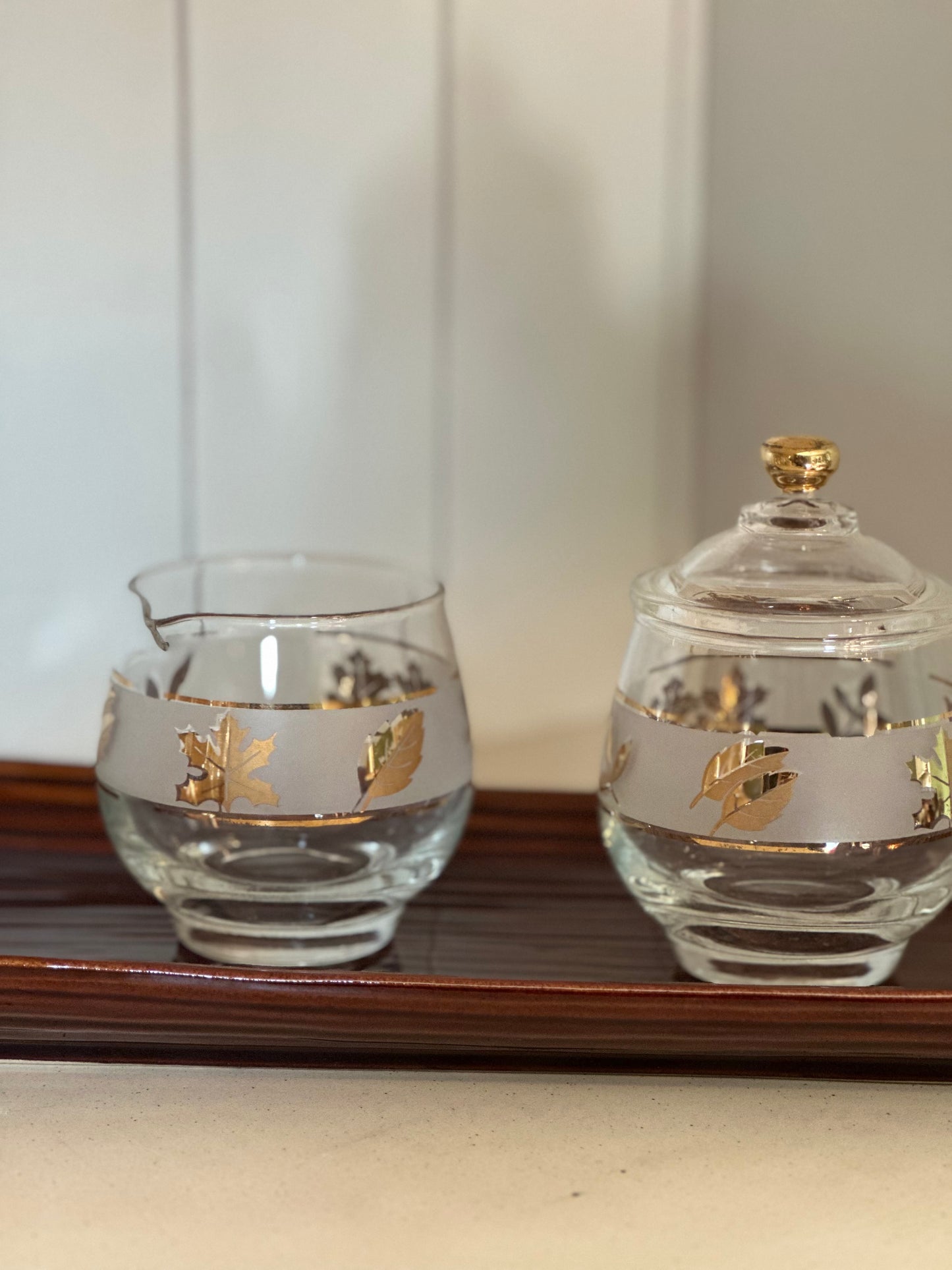 Vtg Frosted & Gold Leaves