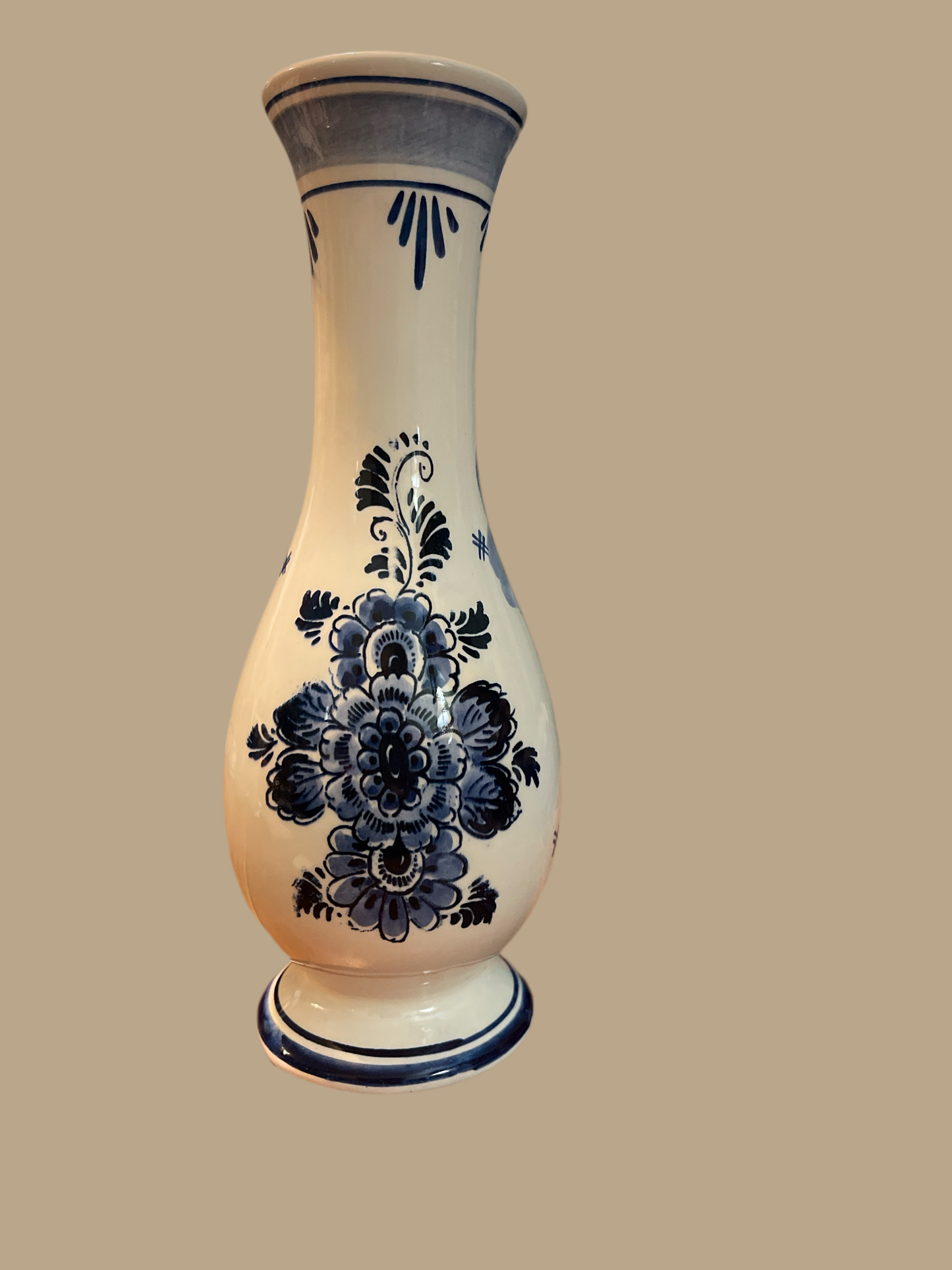 Vintage DELF Blue Hand painted Vase Made In Holland