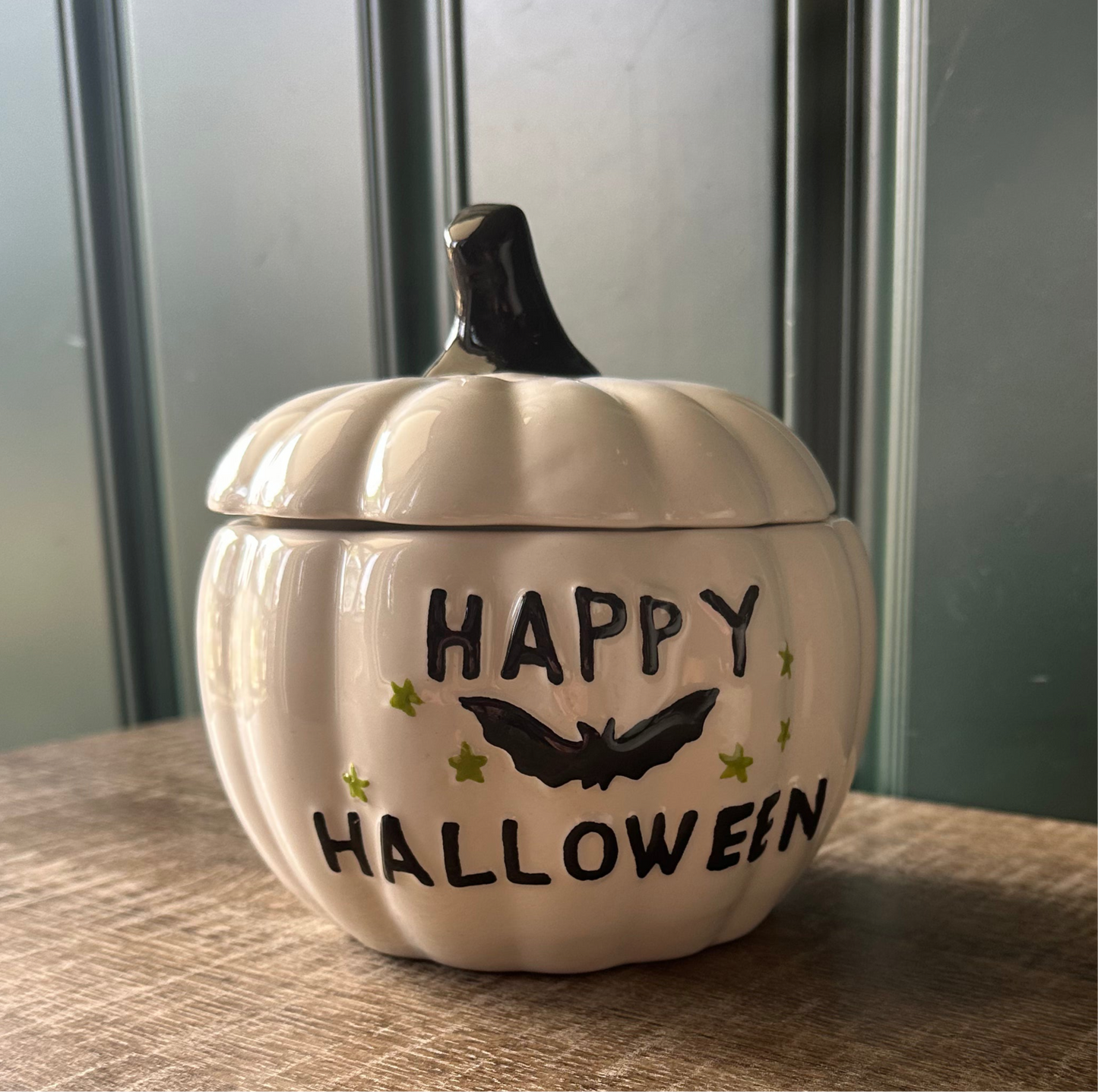 Happy Halloween Lidded Pumpkin