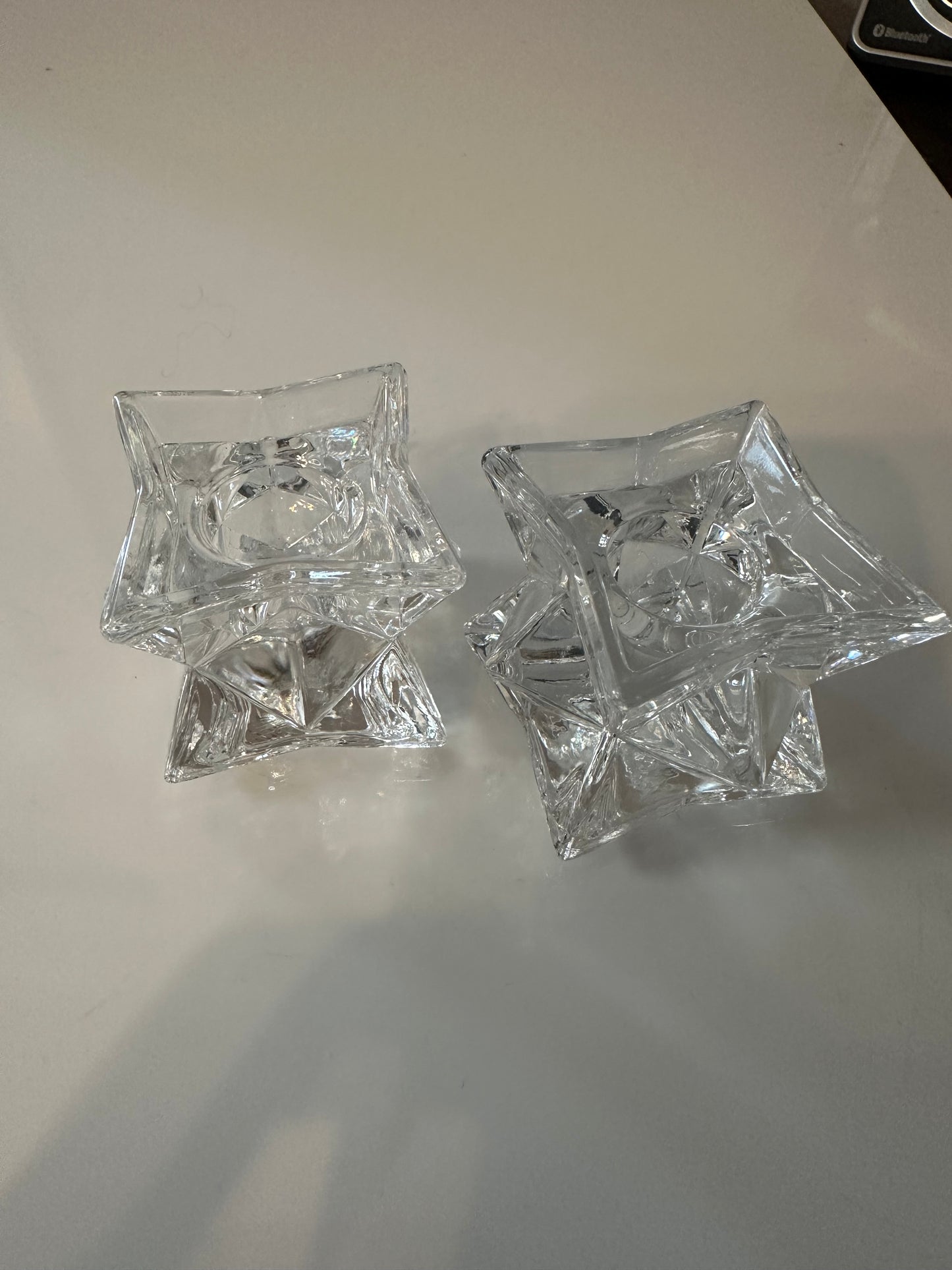 Lead Crystal Star Set/2 Taper Candle Holders