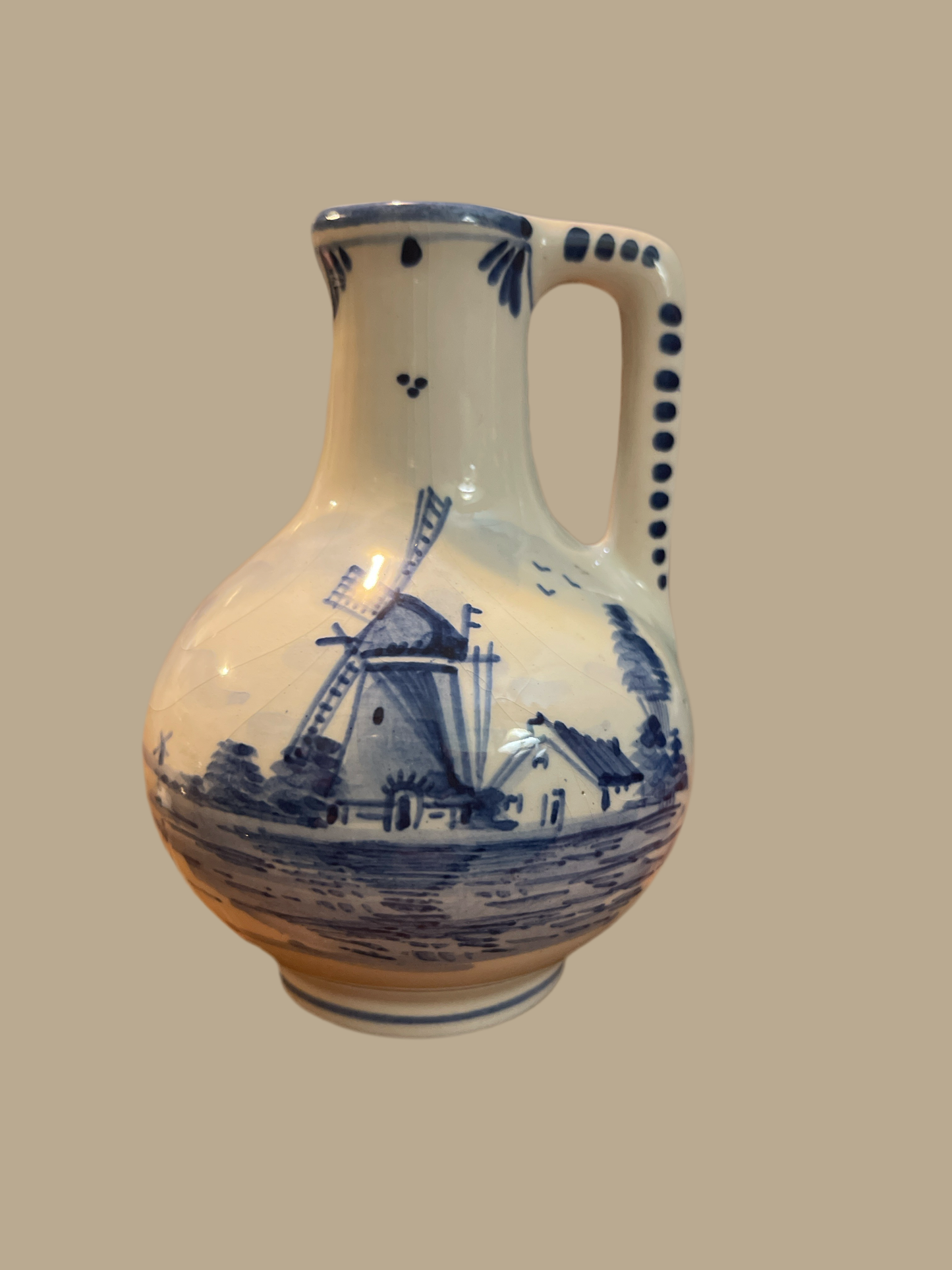 Vintage DELF Blue Hand painted creamer vase Made In Holland
