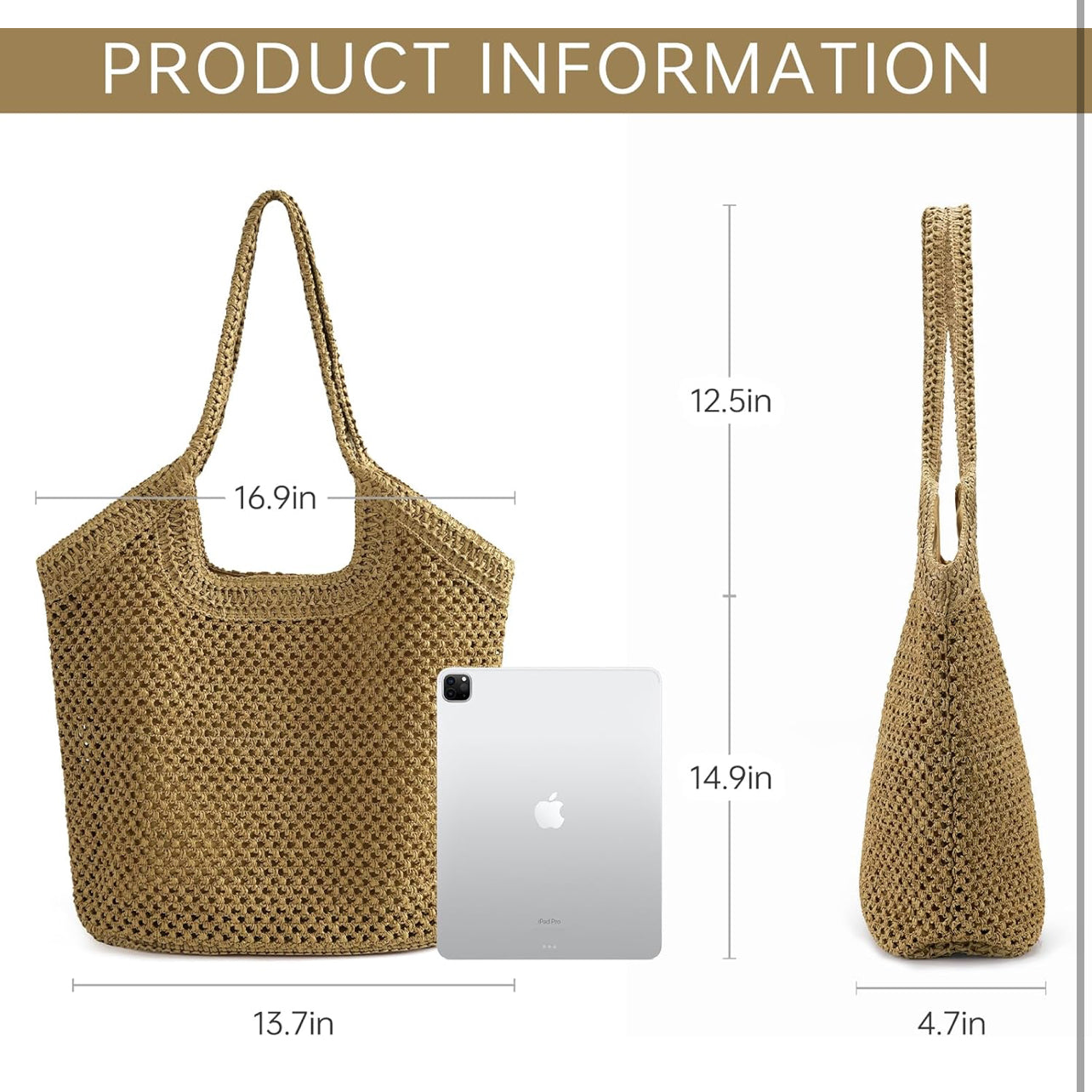 Kiss Sea Straw Mesh Beach Bag