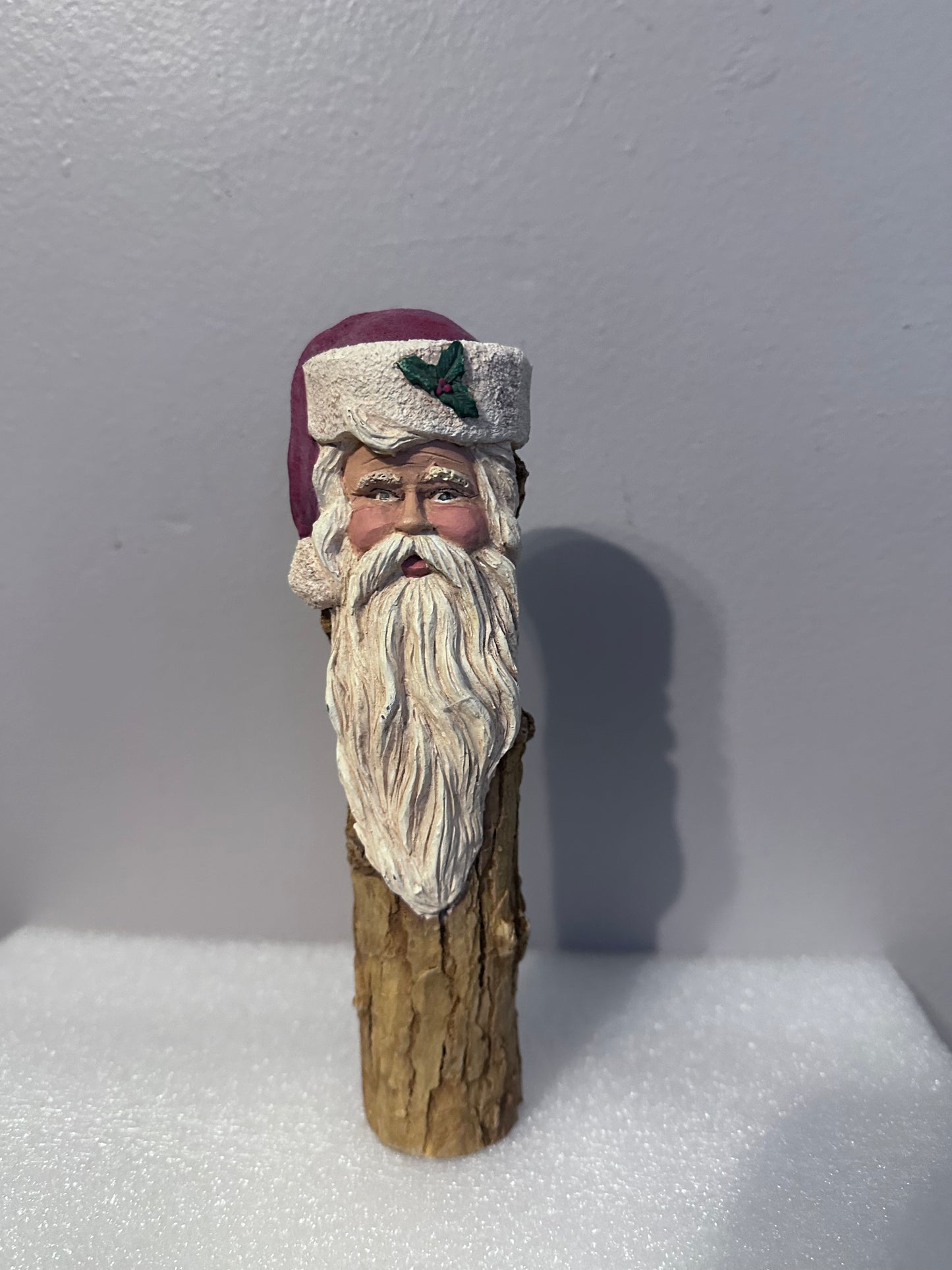 Vintage 1992 TNT Woodland Santa on Natural Log