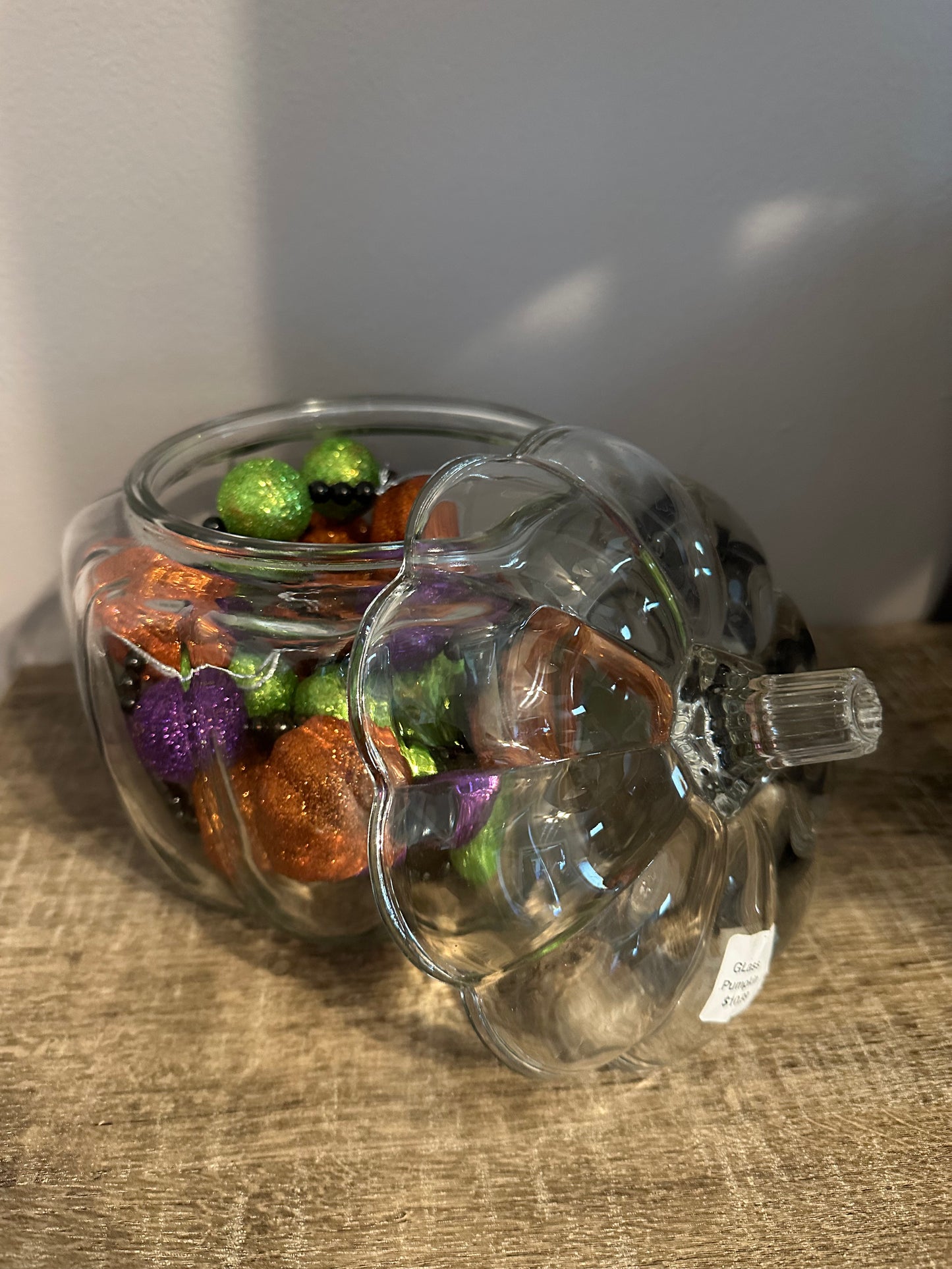 Glass Pumpkin incl glitter bowl fill