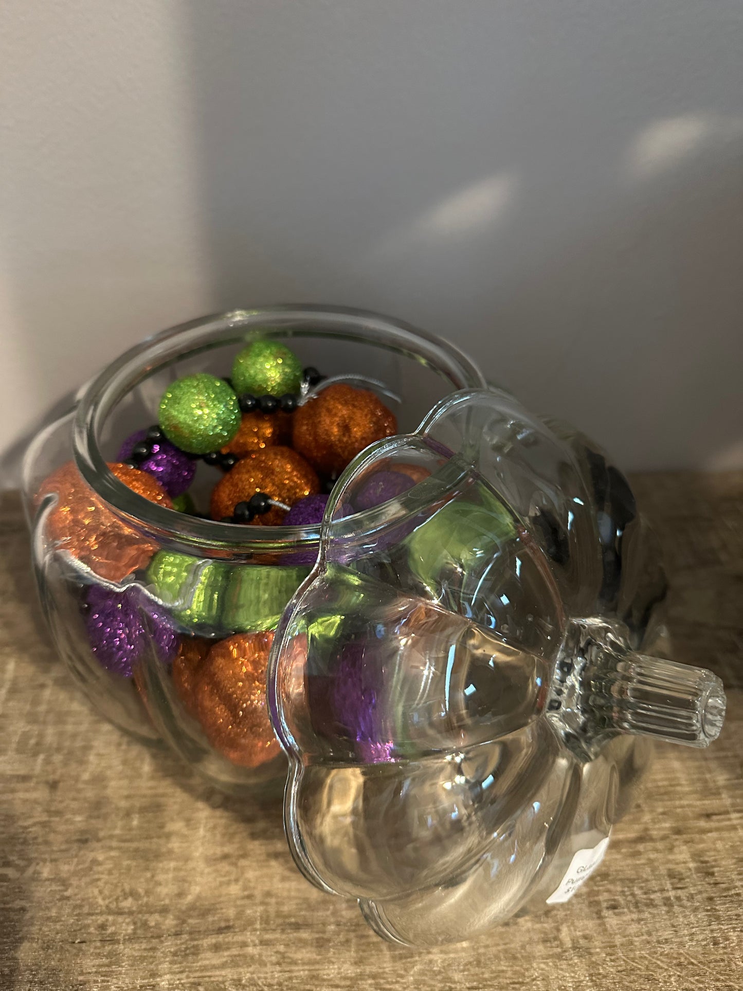 Glass Pumpkin incl glitter bowl fill