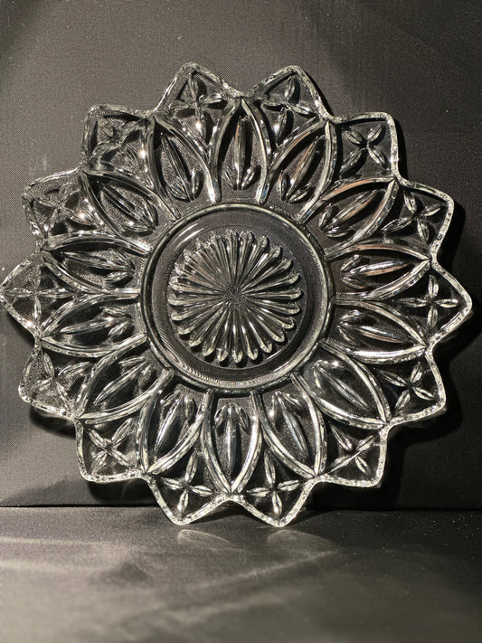 Vintage Clear 
Glass Star
 Burst Plate