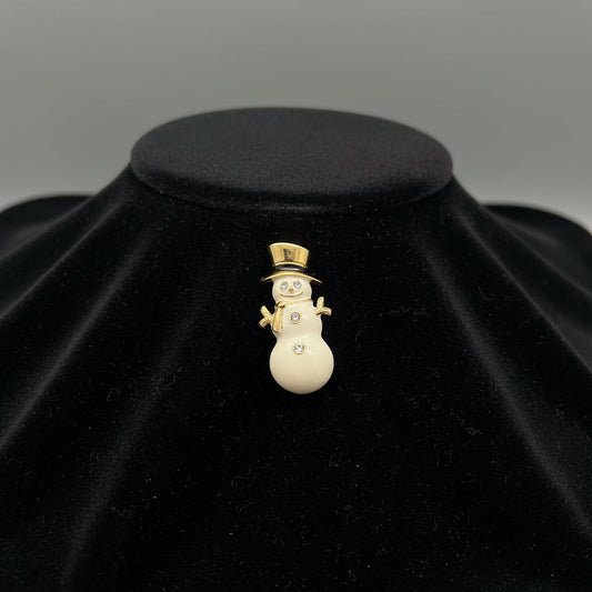 Snowman Broach with Rhinestone Accents