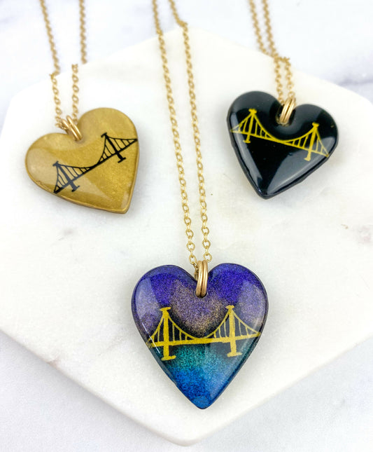 Pittsburgh Bridge Heart Necklace