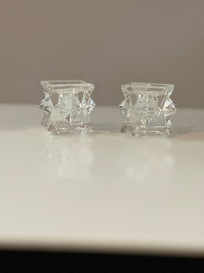 Lead Crystal Star Set/2 Taper Candle Holders