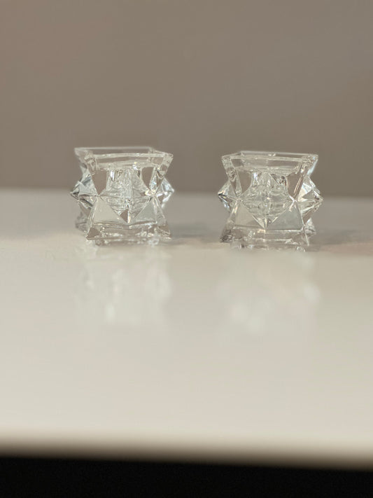 Lead Crystal Star Set/2 Taper Candle Holders