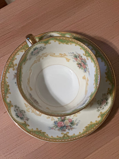 Noritake China Porcelain N3149 Floral w/Gold Tea Cup & Saucer Set