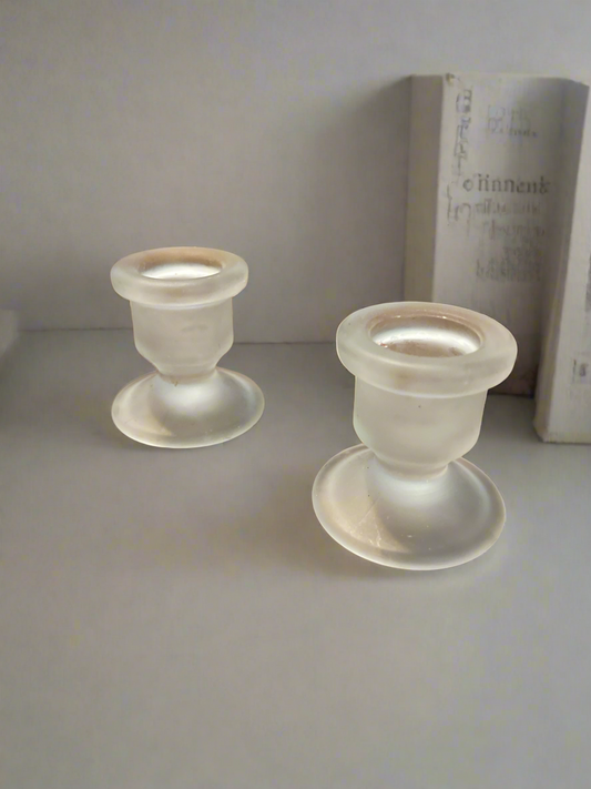 Frosted Taper Candle Stick Holders