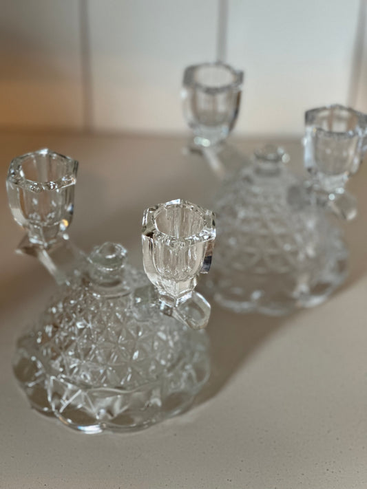 Cut Glass Candle Holders