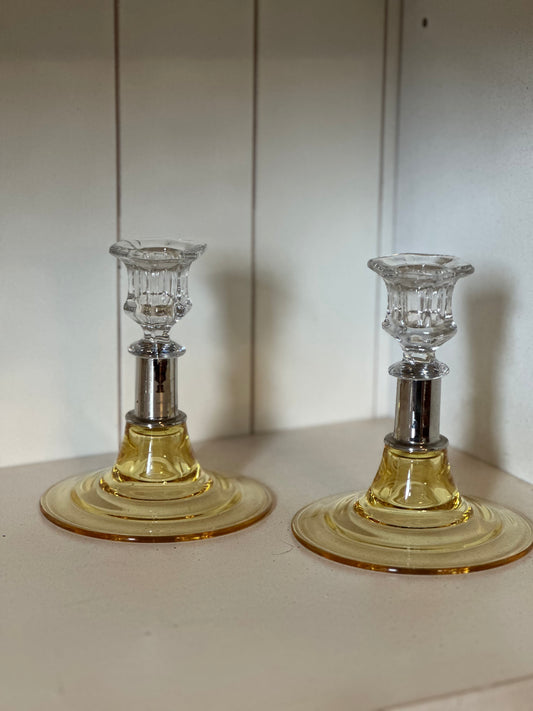 Glass candlesticks