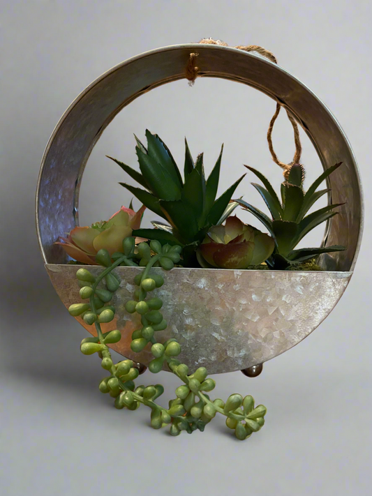 Faux hanging succulent planter