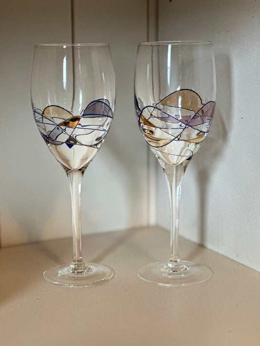 Abstract Mosaic Wine Glasses