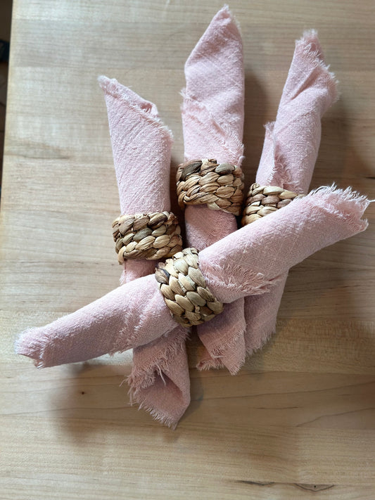 Pink Napkins with wicker rings