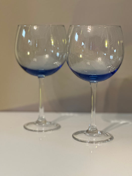Vtg Blue Wine Glasses