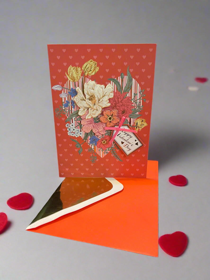 Happy Valentine’s Day Floral Heart Greeting Card