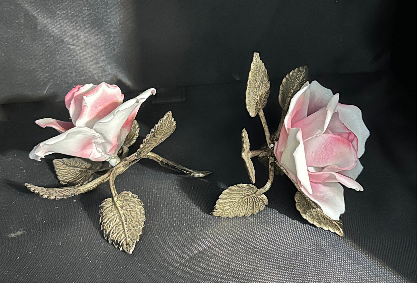Vtg Pair of Capodimonte Porcelain Roses (set of 2)