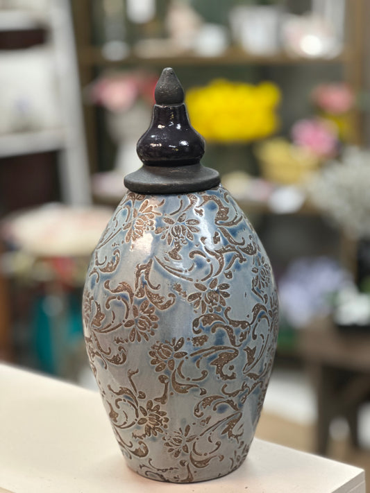 Blue Vase w/ Lid