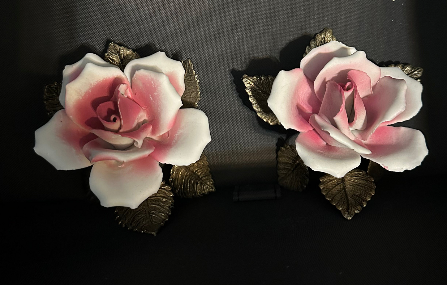 Vtg Pair of Capodimonte Porcelain Roses (set of 2)
