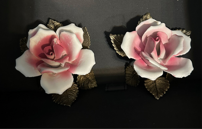 Vtg Pair of Capodimonte Porcelain Roses (set of 2)