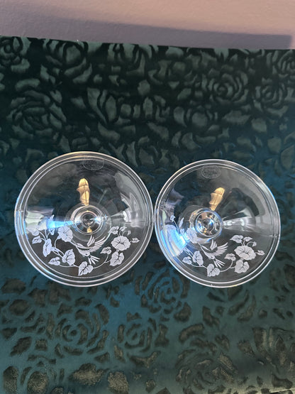 Vintage Avon Lead Crystal Candle Holders (2)- Etched Hummingbird Design