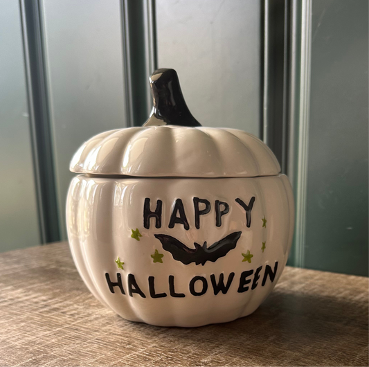 Happy Halloween Lidded Pumpkin