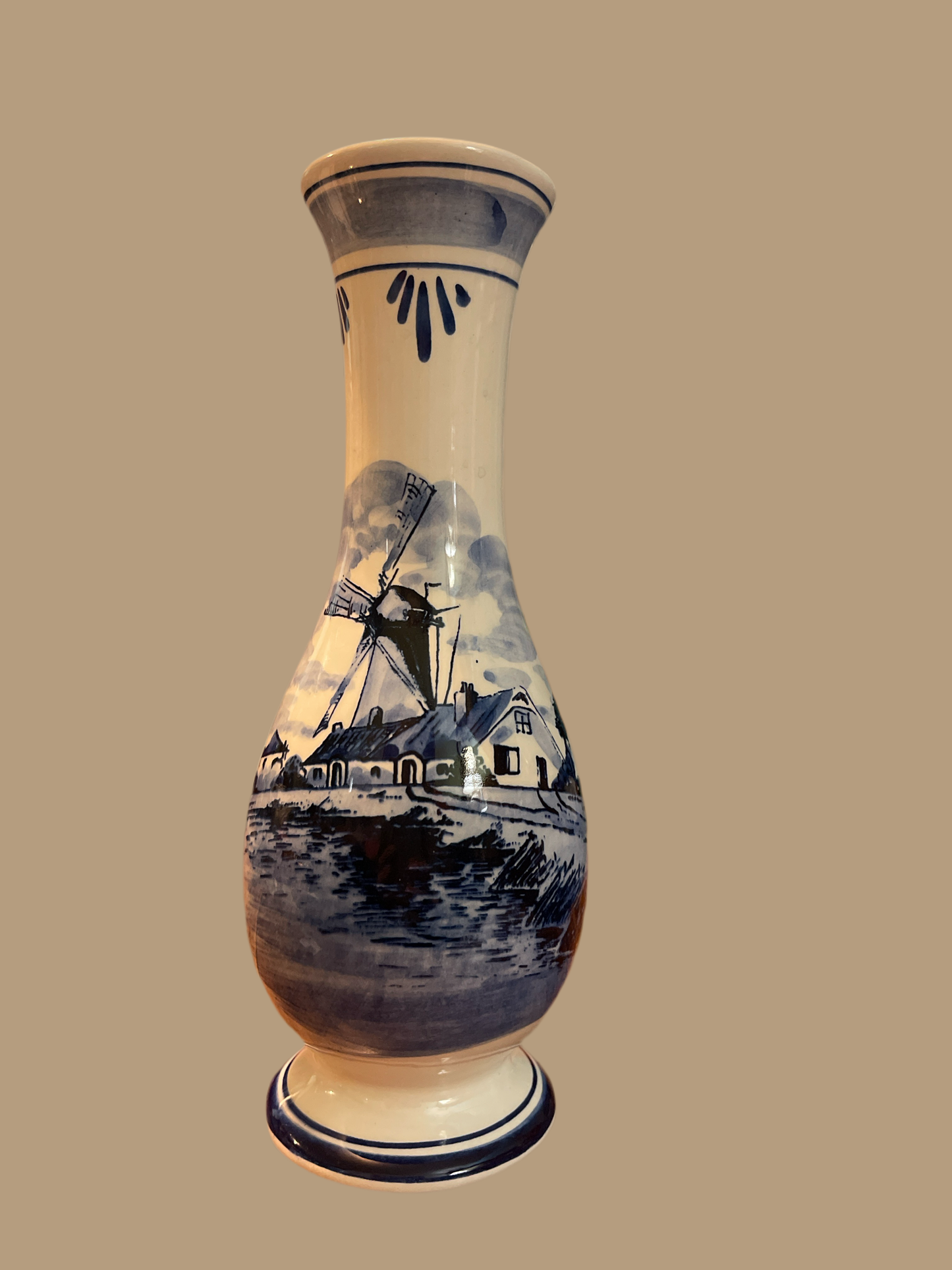 Vintage DELF Blue Hand painted Vase Made In Holland