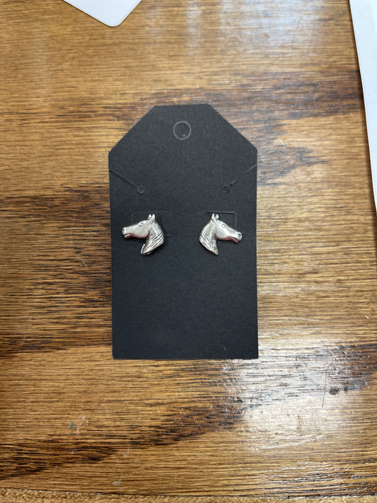 D- Sterling Silver Horse Head Earrings