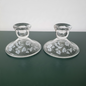 Vintage Avon Lead Crystal Candle Holders (2)- Etched Hummingbird Design