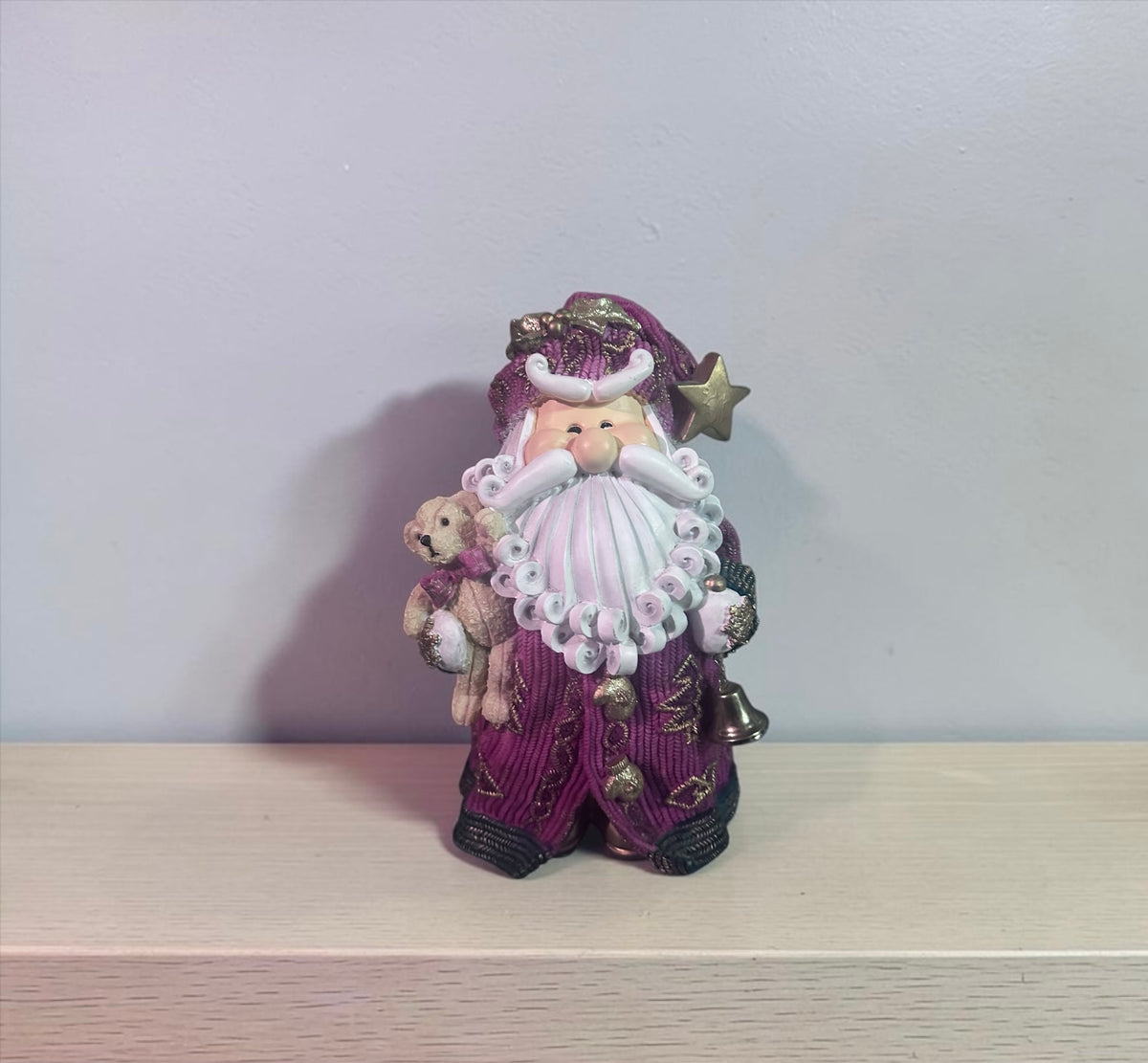 Vintage Resin Santa w/ Curly Beard