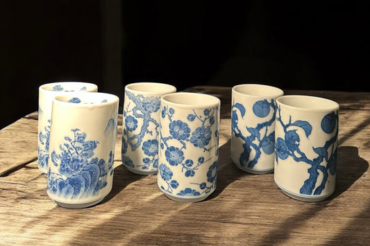 Vtg Japan Tall Tea Saki Cups (Set Of 6)