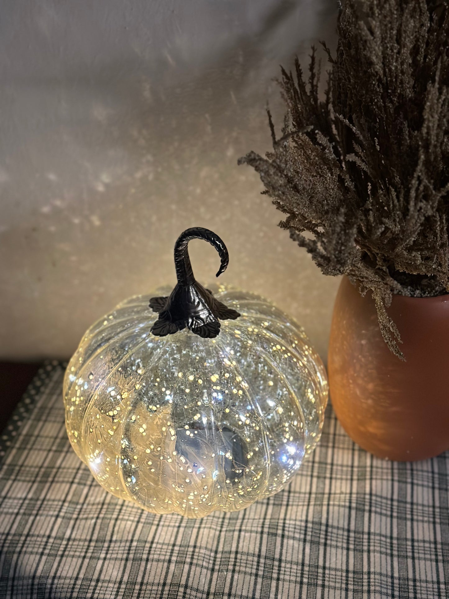 Silver light up pumpkin