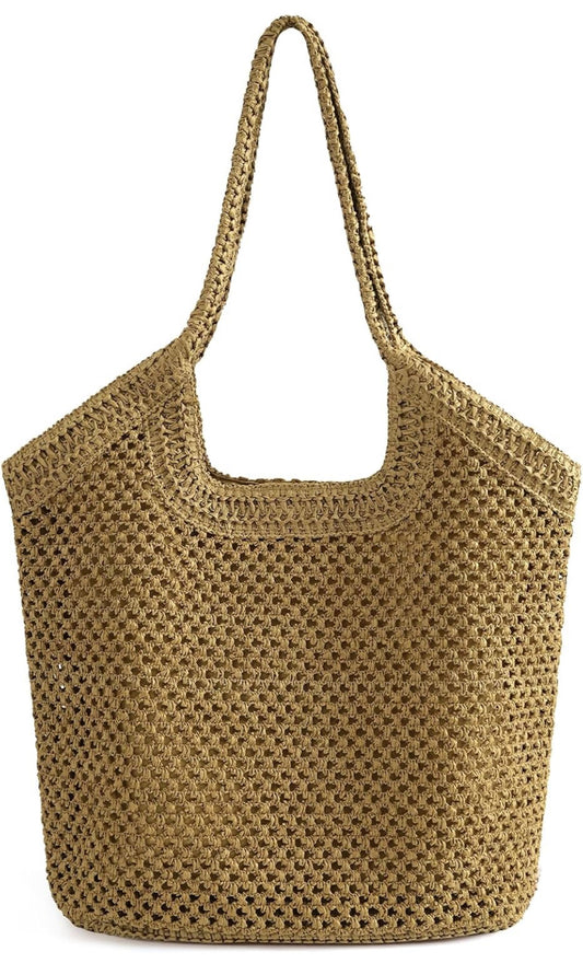 Kiss Sea Straw Mesh Beach Bag