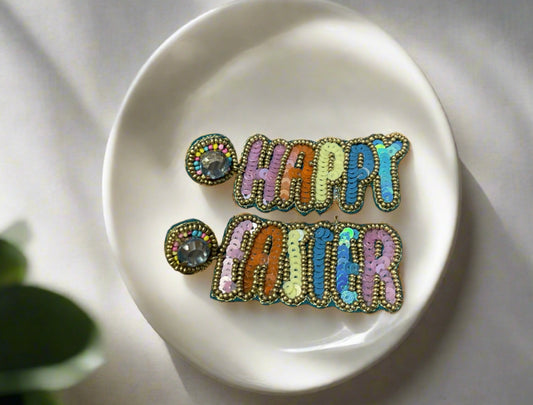 Happy Easter Seed Bead Earrings