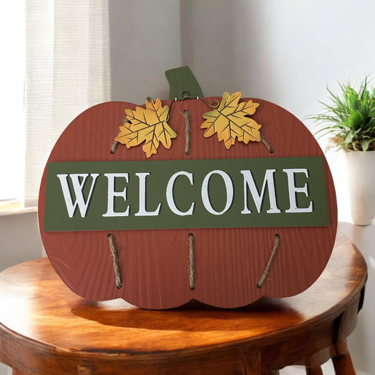 Welcome wooden pumpkin